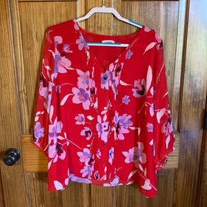 Calvin Klein plus size 1x red floral top